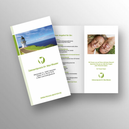 Praxisflyer 4-seitig apfelgrün mit Praxislogo