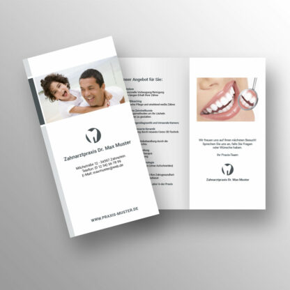 Praxisflyer 4-seitig anthrazit mit Praxislogo