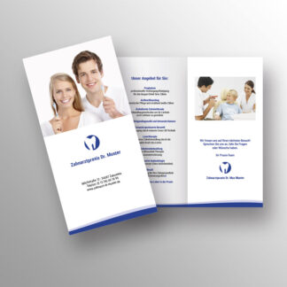 Praxisflyer 4-seitig blau mit Praxislogo
