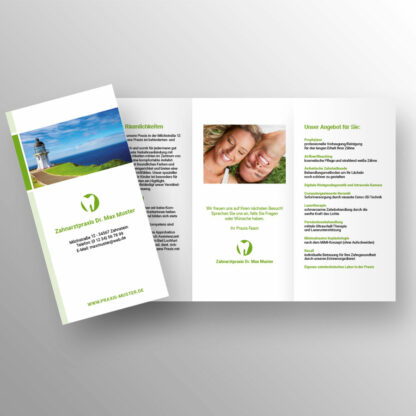 Praxisflyer 6-seitig apfelgrün mit Praxislogo