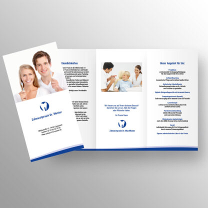 Praxisflyer 6-seitig blau mit Praxislogo
