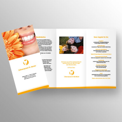 Praxisflyer 6-seitig sonnengelb mit Praxislogo