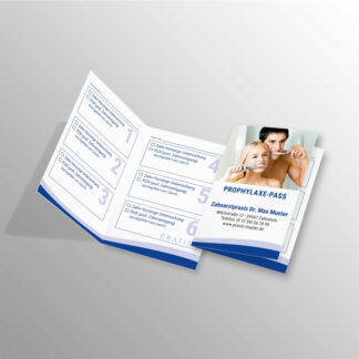Bonuspass hochformat blau mit Praxislogo