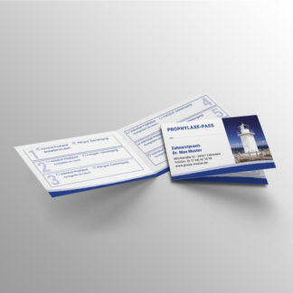 Bonuspass querformat blau mit Praxislogo