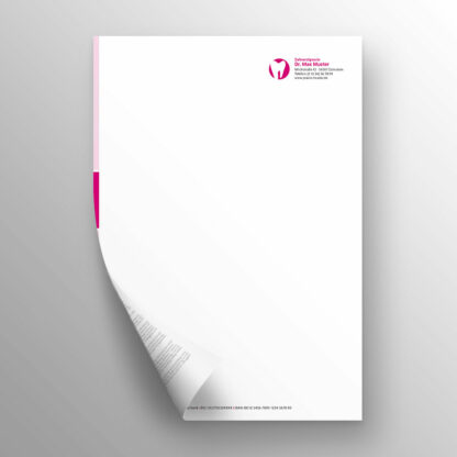 Briefpapier 2-seitig magenta mit Praxislogo