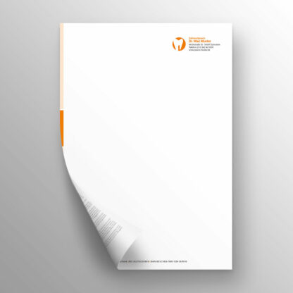 Briefpapier 2-seitig orange mit Praxislogo