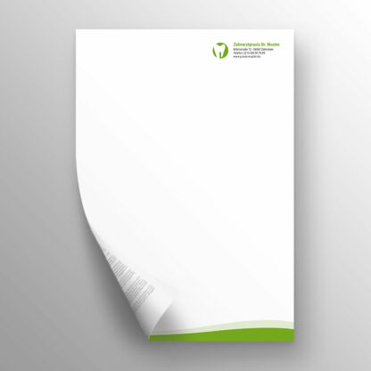 Briefpapier 2-seitig apfelgrün mit Praxislogo