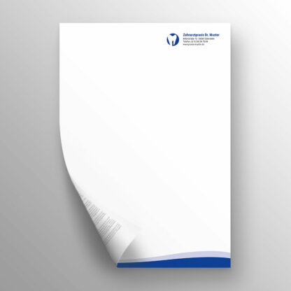 Briefpapier 2-seitig blau mit Praxislogo