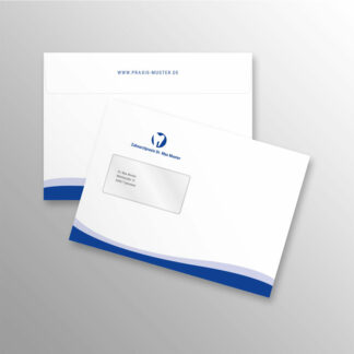 Briefumschlag DIN C5 mit Fenster blau mit Praxislogo