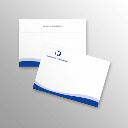 Briefumschlag DIN C6 ohne Fenster blau mit Praxislogo