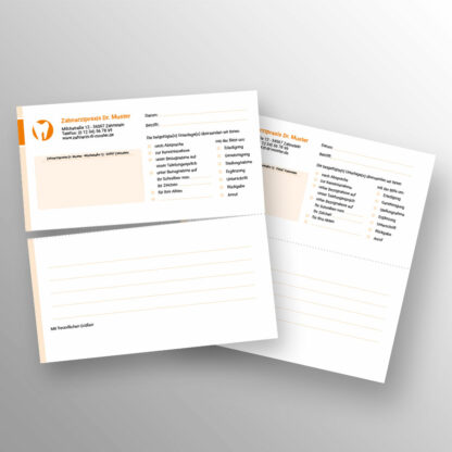 Kurzbrief mit Perforation orange mit Praxislogo
