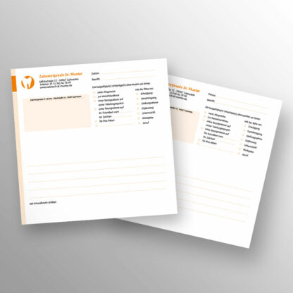 Kurzbrief ohne Perforation orange mit Praxislogo