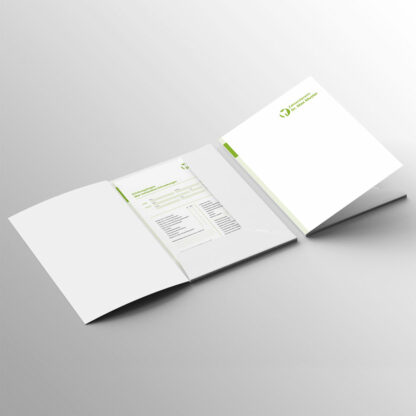 Patientenmappe für DIN A4 apfelgrün mit Praxislogo