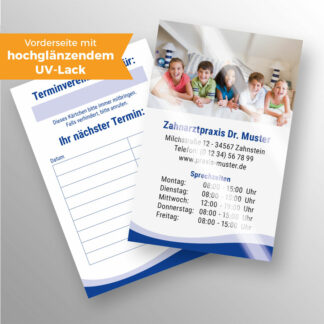 Terminkärtchen Premium UV-Lack blau