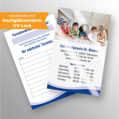 Terminkärtchen Premium UV-Lack blau