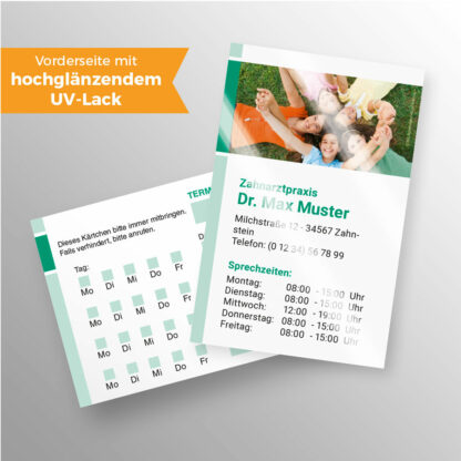 Terminkärtchen Premium UV-Lack grün