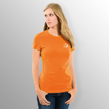 Praxisshirt für Damen orange mit Praxislogo