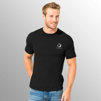 Praxisshirt für Herren schwarz mit Praxislogo