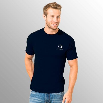 Praxisshirt für Herren dunkelblau mit Praxislogo
