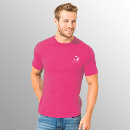 Praxisshirt für Herren fuchsia mit Praxislogo