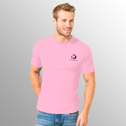 Praxisshirt für Herren rosa mit Praxislogo